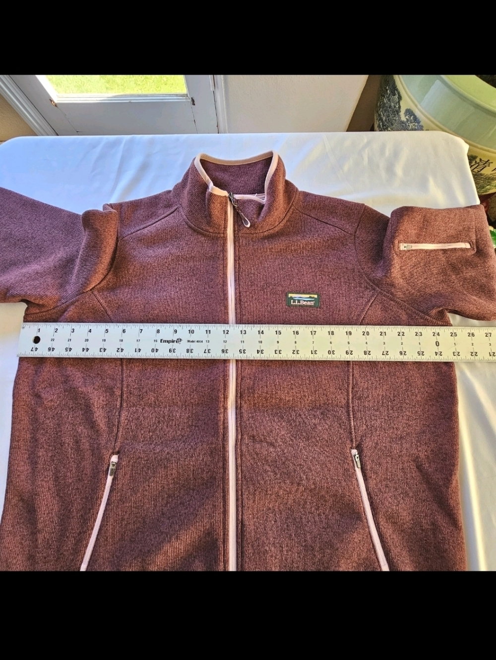 L.L. Bean Pink Burgundy Plum Full Zip Fleece Lined Jacket Sweater size 1XP - Picture 7 of 9